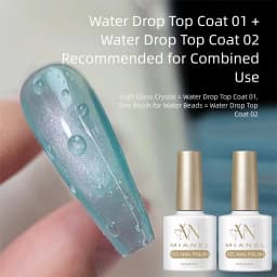 MIANEL 2026 New Summer Waterdrop Top Coat Gel, High Gloss Crystal Plating Sealer, 3D No-Wipe Nail Gel Polish