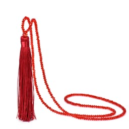 Fashion 14 Colors Long Fringe Silk Tassel Necklace Women Glass Bead Crystal Pendant Necklaces Statement Vintage Bohemian Jewelry