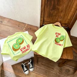 Children Cute Fruit Print Double Sided T Shirt Boys Girls Cotton Short Sleeve Tees O-Neck Short Clothing Baby Daily Casual Wear