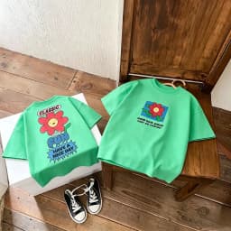 Children Cute Fruit Print Double Sided T Shirt Boys Girls Cotton Short Sleeve Tees O-Neck Short Clothing Baby Daily Casual Wear