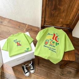 Children Cute Fruit Print Double Sided T Shirt Boys Girls Cotton Short Sleeve Tees O-Neck Short Clothing Baby Daily Casual Wear