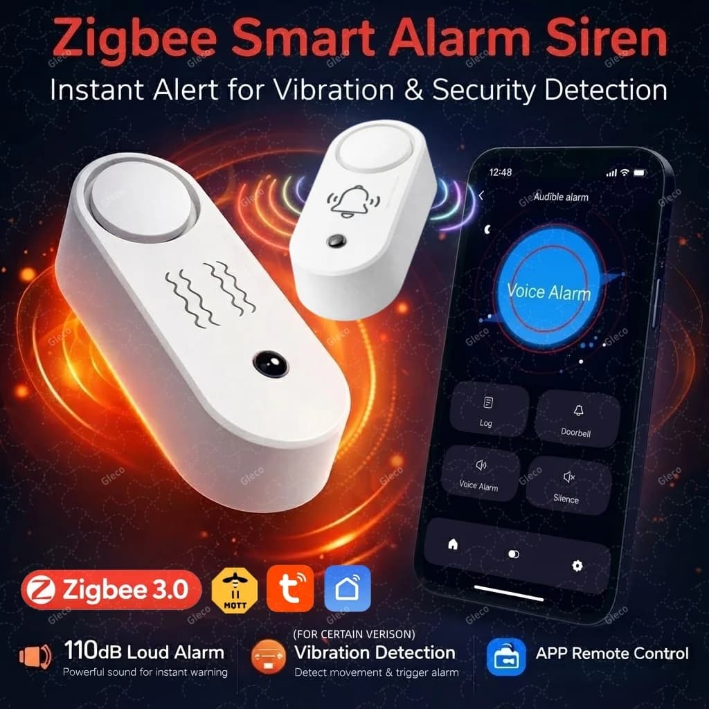ZigBee Tuya Smart Siren Alarm Optional Vibration Detector 110dB Sound Light Home Linkage Security Alert Support 2MQTT Smart Life