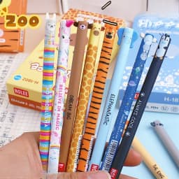 11pcs animal erasable pen 0.7mm friction erasable neutral pen pullover pen stationery writing error drawing error erasable blue