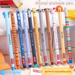 11pcs animal erasable pen 0.7mm friction erasable neutral pen pullover pen stationery writing error drawing error erasable blue