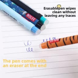 11pcs animal erasable pen 0.7mm friction erasable neutral pen pullover pen stationery writing error drawing error erasable blue