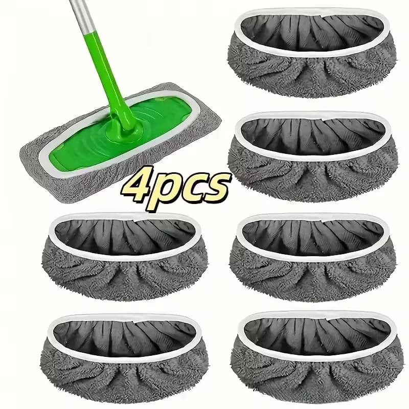 2/4 Reusable Mop Pads with High Water Absorption and Ultra-fine Fiber Cleaning Pads That Can Firmly Adhere To Most Standard Mops
