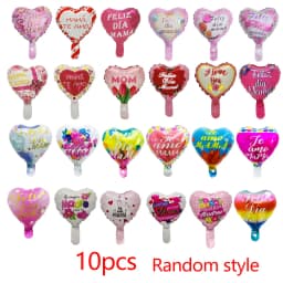 10pcs 10inch Spanish Love You Mom Heart Foil Balloons Spanish Happy Mother's Day Heart Air Balloon Mother's Day Decorations