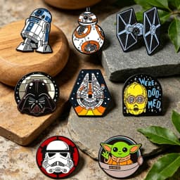 8pcs Star Wars Brooch Set Enameled R2-D2 BB-8 TIE Fighter Darth Vader Stormtrooper Fashion Metal Badges for Backpack