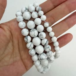 Natural Stone White Howlite Turquoise Round Loose Beads 15" Strand 3 4 6 8 10 12 MM Pick Size For Jewelry