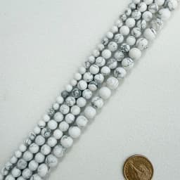 Natural Stone White Howlite Turquoise Round Loose Beads 15" Strand 3 4 6 8 10 12 MM Pick Size For Jewelry