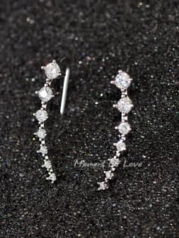Latest Fashion Super Cute Korean Designer Flash Five Square Zircon Earrings, Seven Rhinestone Star Ear Clip Jewelry