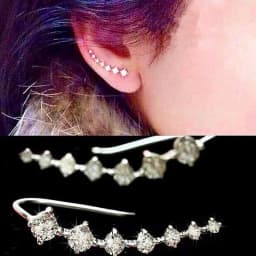Latest Fashion Super Cute Korean Designer Flash Five Square Zircon Earrings, Seven Rhinestone Star Ear Clip Jewelry