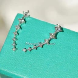 Latest Fashion Super Cute Korean Designer Flash Five Square Zircon Earrings, Seven Rhinestone Star Ear Clip Jewelry