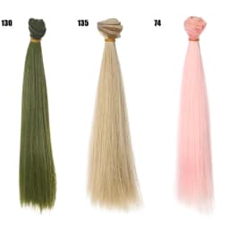 1pcs Hair Refires Bjd Hair 25cm*100CM Black Pink Brown Khaki White Grey Color Long Straight Wig Hair for 1/3 1/4 BJD Diy