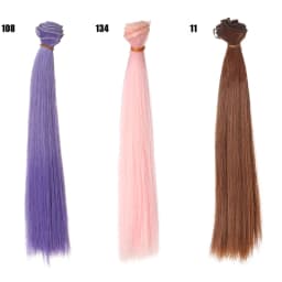 1pcs Hair Refires Bjd Hair 25cm*100CM Black Pink Brown Khaki White Grey Color Long Straight Wig Hair for 1/3 1/4 BJD Diy