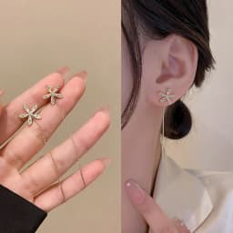 S925 Silver Needle Micro-inlaid Zircon Flower Ear Line Exquisite Light Luxury High Quality Drop Earring Star Jewelry Gifts
