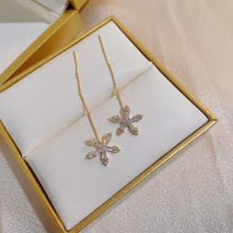 S925 Silver Needle Micro-inlaid Zircon Flower Ear Line Exquisite Light Luxury High Quality Drop Earring Star Jewelry Gifts