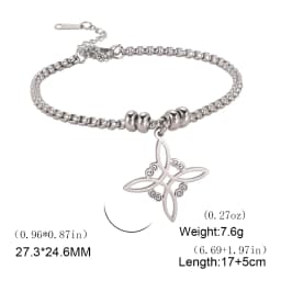 Dawapara Witch Knot Charm Bracelet for Women Celtics Knot Protection Amulet Bead Chain Stainless Steel Witchcraft Wiccan Jewelry