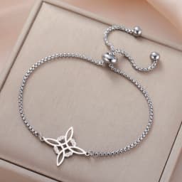 Dawapara Witch Knot Charm Bracelet for Women Celtics Knot Protection Amulet Bead Chain Stainless Steel Witchcraft Wiccan Jewelry