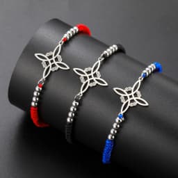 Dawapara Witch Knot Charm Bracelet for Women Celtics Knot Protection Amulet Bead Chain Stainless Steel Witchcraft Wiccan Jewelry