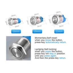 12mm 16mm 19mm 22mm Metal Push Button On Off Switch Power LED Light Waterproof Flat Circular Button 3v 6v 12v 24v 110v 220v IP65