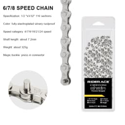 RIDERACE Bicycle Chain 116L 8 9 10 11 12 Speed Silver Ultralight Mountain Road Bike Chain For 24/27/30 Variable Speed Chain