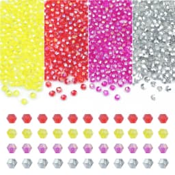 3mm 200-piece Assortment of Glass Diamond-Shaped Beads in Various Colors for Handmade DIY Jewelry Making and Beadwork Accessorie