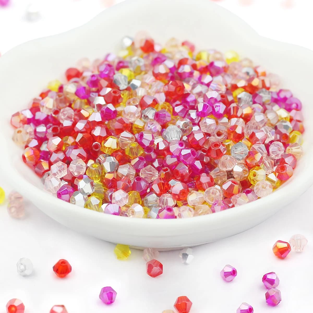 3mm 200-piece Assortment of Glass Diamond-Shaped Beads in Various Colors for Handmade DIY Jewelry Making and Beadwork Accessorie