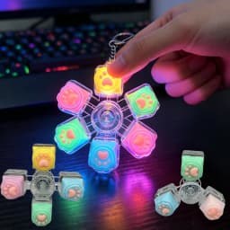Cute Cat Paw Keycap Keychain Mechanical Keyboard Fidget Spinner Stress Relief Toy Portable Keyring for Office Desk Anxiety Gift