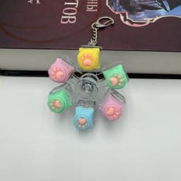 Cute Cat Paw Keycap Keychain Mechanical Keyboard Fidget Spinner Stress Relief Toy Portable Keyring for Office Desk Anxiety Gift