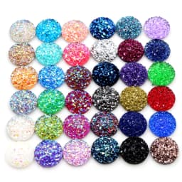 Fashion 40pcs 8mm 10mm 12mm Mix Colors Druzy Natural Stone Convex Flat back Resin Cabochons Jewelry Accessories Supplies