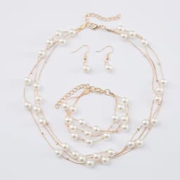 Imitation Pearl Jewelry Set Simulated Pearl Double Layer Women Earrings Necklace Bracelet Sets for Wedding N271