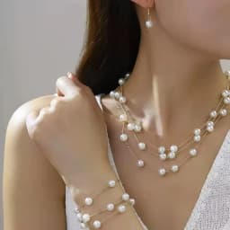 Imitation Pearl Jewelry Set Simulated Pearl Double Layer Women Earrings Necklace Bracelet Sets for Wedding N271