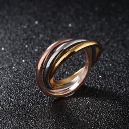 Stainless Steel Wholesale Hot Girl Women Finger Rings Creative Three Colors In One Ring For Women Titanium Steel Ornament