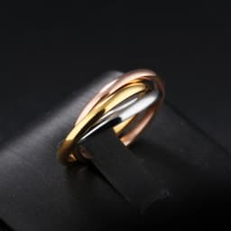 Stainless Steel Wholesale Hot Girl Women Finger Rings Creative Three Colors In One Ring For Women Titanium Steel Ornament