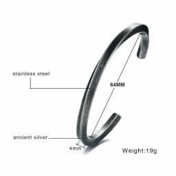 MEN TWISTED C BANGLE WITH SMALL WRIST MOBIUS BRACELET ANTIQUE SILVER COLOR STACKING CUFF BANGLE STAINLESS STEEL UNISEX JEWELRY