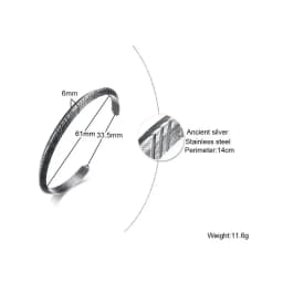 MEN TWISTED C BANGLE WITH SMALL WRIST MOBIUS BRACELET ANTIQUE SILVER COLOR STACKING CUFF BANGLE STAINLESS STEEL UNISEX JEWELRY