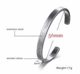 MEN TWISTED C BANGLE WITH SMALL WRIST MOBIUS BRACELET ANTIQUE SILVER COLOR STACKING CUFF BANGLE STAINLESS STEEL UNISEX JEWELRY