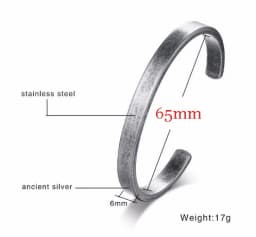 MEN TWISTED C BANGLE WITH SMALL WRIST MOBIUS BRACELET ANTIQUE SILVER COLOR STACKING CUFF BANGLE STAINLESS STEEL UNISEX JEWELRY