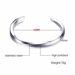 MEN TWISTED C BANGLE WITH SMALL WRIST MOBIUS BRACELET ANTIQUE SILVER COLOR STACKING CUFF BANGLE STAINLESS STEEL UNISEX JEWELRY