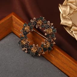 High-end exquisite leaf ring rhinestone brooch corsage collar pin pin jewelry clothing accessories