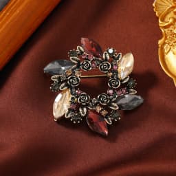High-end exquisite leaf ring rhinestone brooch corsage collar pin pin jewelry clothing accessories