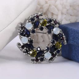 High-end exquisite leaf ring rhinestone brooch corsage collar pin pin jewelry clothing accessories