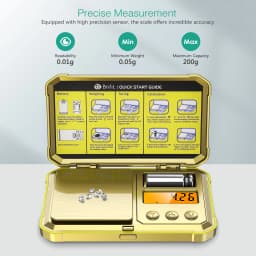 Digital Jewelry Scale 200g 0.01g Pocket Scales with 50g Calibration Weight Electronic Smart Scale for Professional Weighing