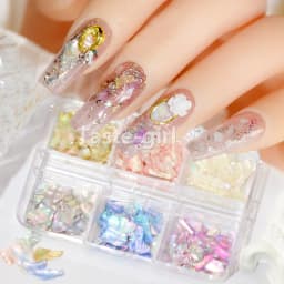 1 Box Natural Nails Abalone Shell Fragments Flakes Glitter 3D Nail Art Decoration Charm Slice Sequins Manicure Supplies Set