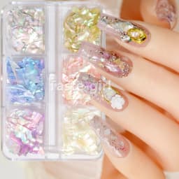 1 Box Natural Nails Abalone Shell Fragments Flakes Glitter 3D Nail Art Decoration Charm Slice Sequins Manicure Supplies Set