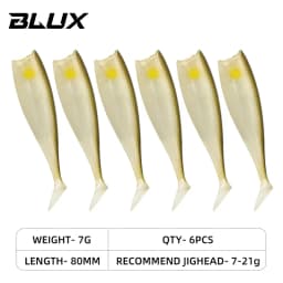 BLUX BLOD SHAD 80mm 105mm Soft Fishing Lure Jighead Black Tail Minnow Artificial Silicone Bait Saltwater Sea Bass Swimbait Gear