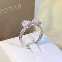 Fancy Bow Ring with Dazzling CZ Sterling Silver Color Women Finger Ring 925 Stamp Wedding Bands Statement Accessories Jewelry