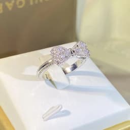 Fancy Bow Ring with Dazzling CZ Sterling Silver Color Women Finger Ring 925 Stamp Wedding Bands Statement Accessories Jewelry