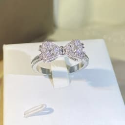 Fancy Bow Ring with Dazzling CZ Sterling Silver Color Women Finger Ring 925 Stamp Wedding Bands Statement Accessories Jewelry
